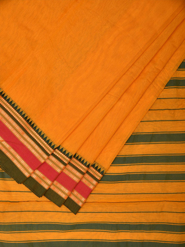 Yellow Bamboo Cotton Plain Saree with Zari Border Design bc0109