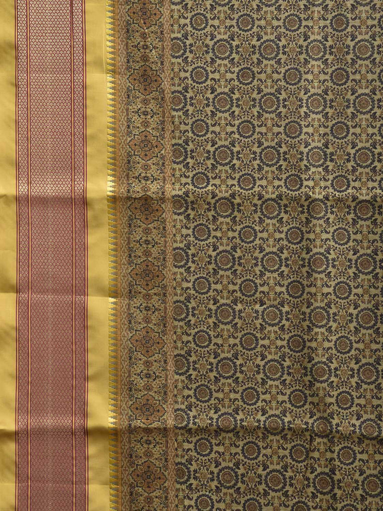 Yellow Bamboo Cotton Saree with Digital Print Design bc0905