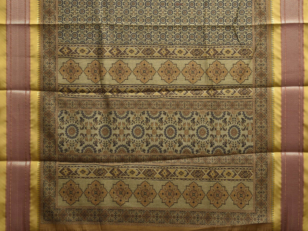 Yellow Bamboo Cotton Saree with Digital Print Design bc0905