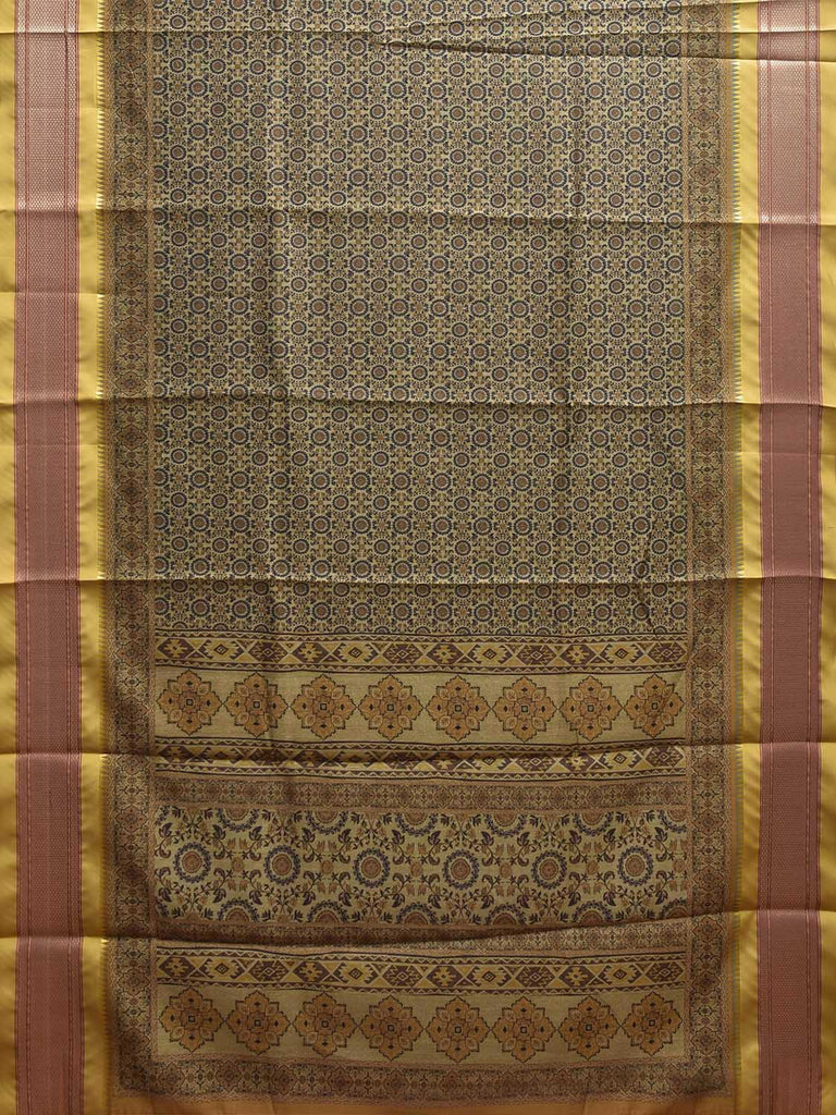 Yellow Bamboo Cotton Saree with Digital Print Design bc0905