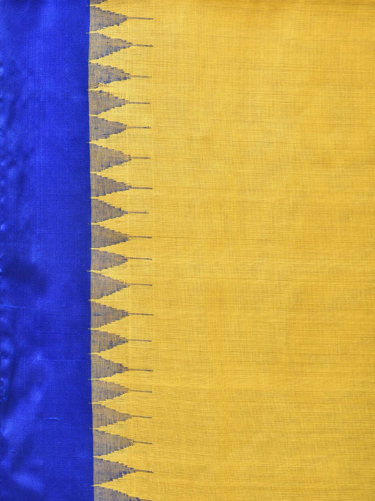 Yellow Khadi Cotton Handloom Plain Saree with Temple Border Design kh0610