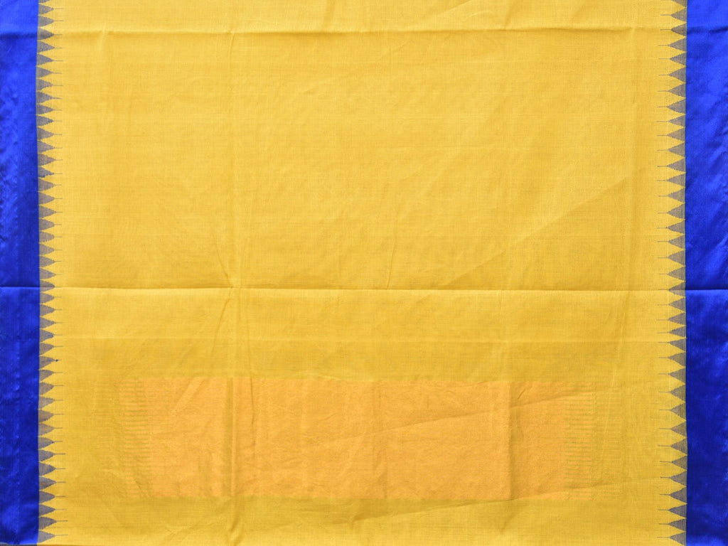 Yellow Khadi Cotton Handloom Plain Saree with Temple Border Design kh0610