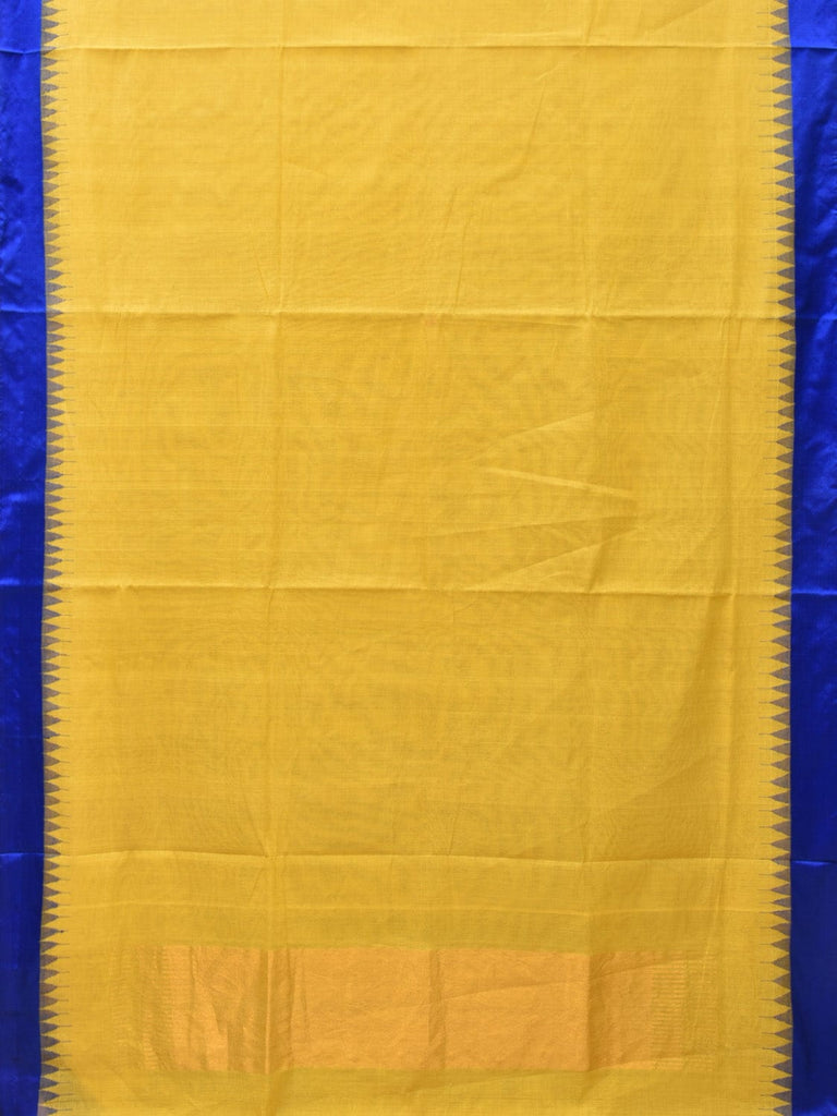 Yellow Khadi Cotton Handloom Plain Saree with Temple Border Design kh0610