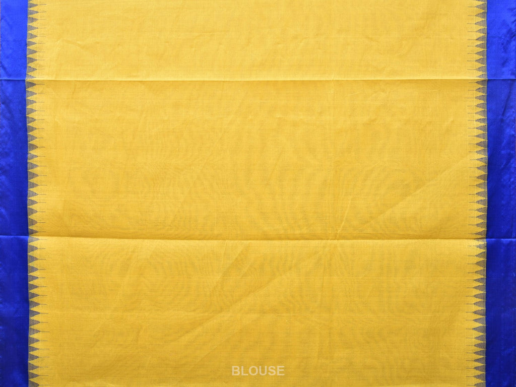 Yellow Khadi Cotton Handloom Plain Saree with Temple Border Design kh0610