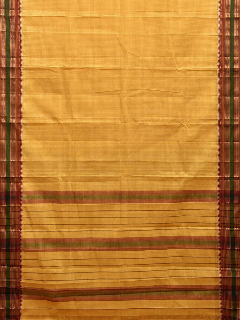 Yellow Narayanpet Cotton Handloom Saree with Checks Design No Blouse np0998