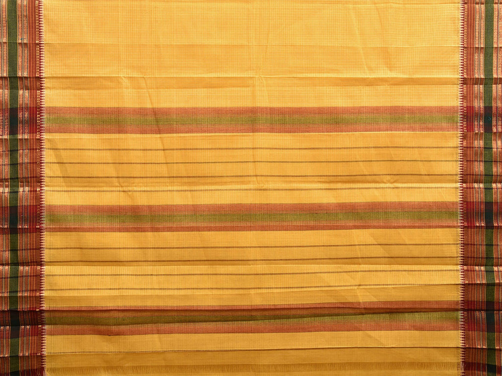 Yellow Narayanpet Cotton Handloom Saree with Checks Design No Blouse np0998