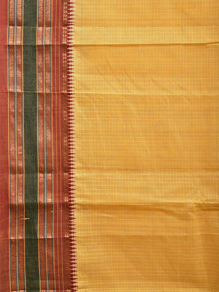 Yellow Narayanpet Cotton Handloom Saree with Checks Design No Blouse np0998