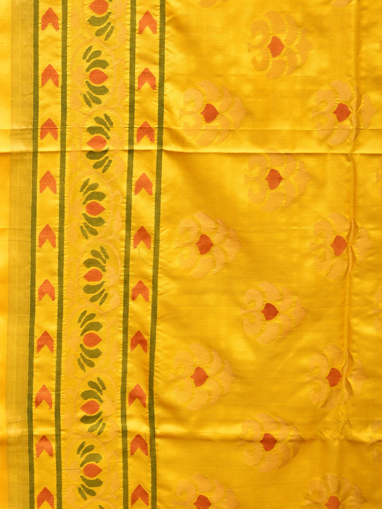 Yellow Uppada Silk Handloom Saree with All Over and Lotus Border Design u2051