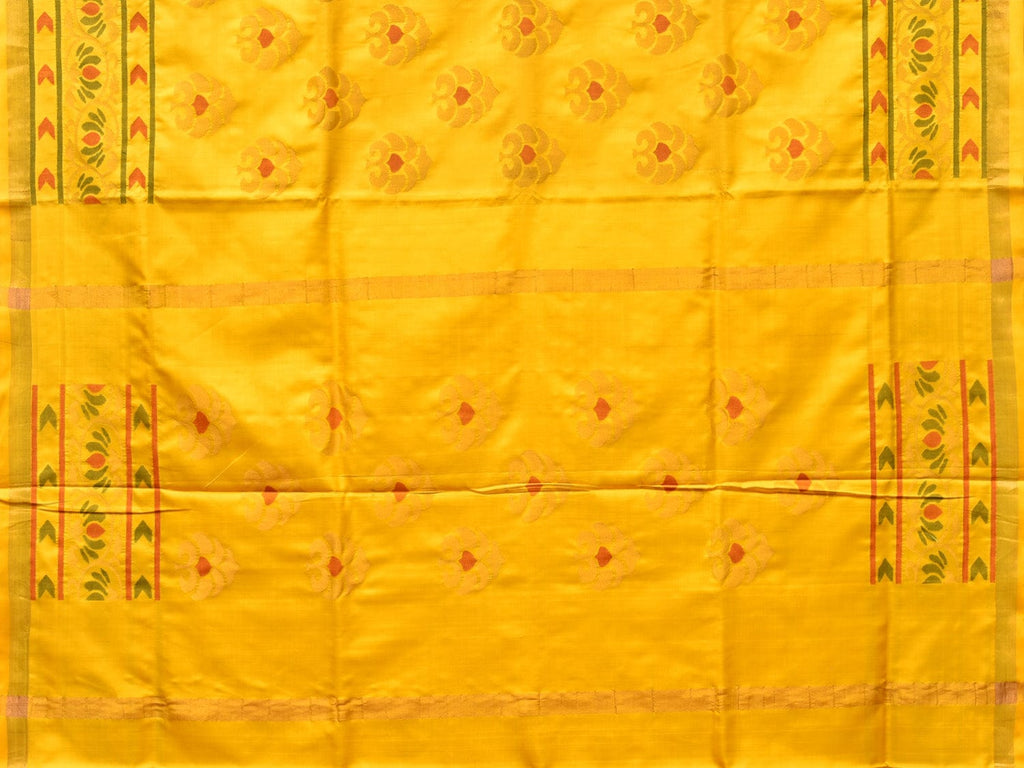 Yellow Uppada Silk Handloom Saree with All Over and Lotus Border Design u2051