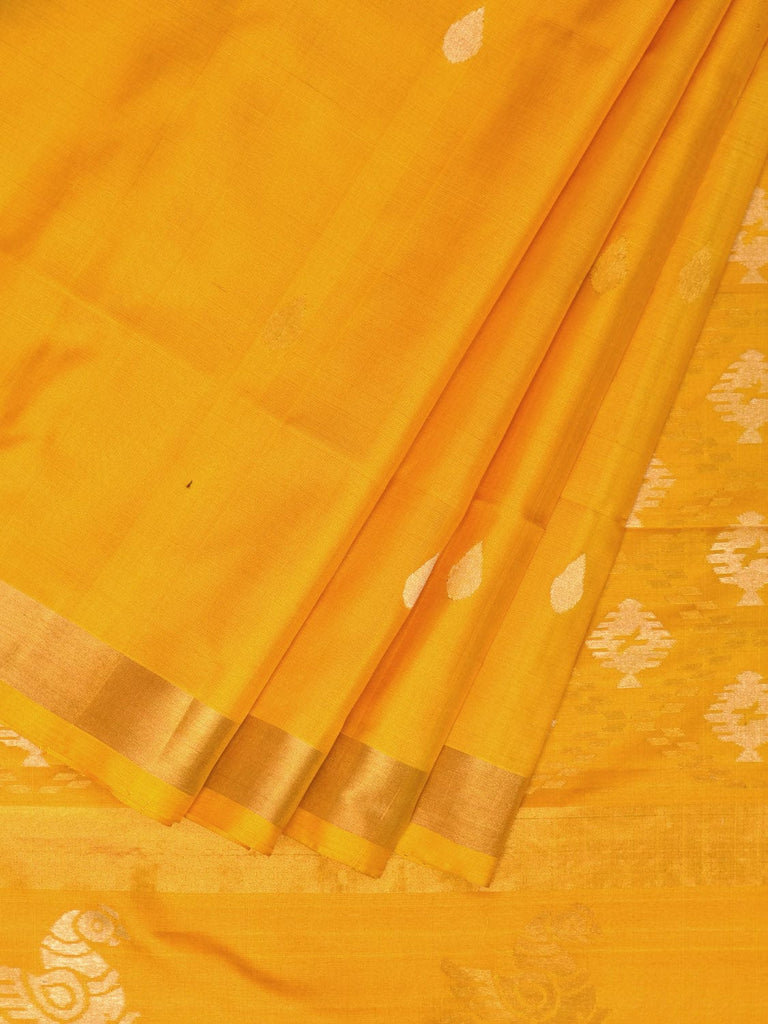Yellow Uppada Silk Handloom Saree with Birds and Jamdani Pallu Design u1702