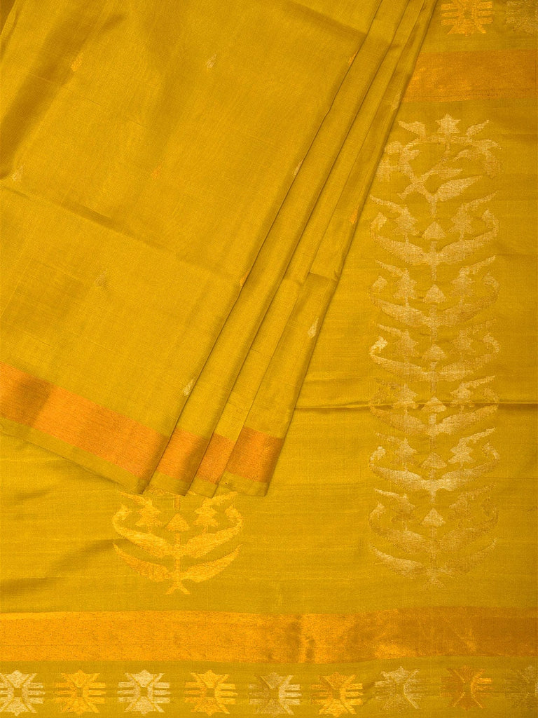 Yellow Uppada Silk Handloom Saree with Karpur Pallu Design u2010