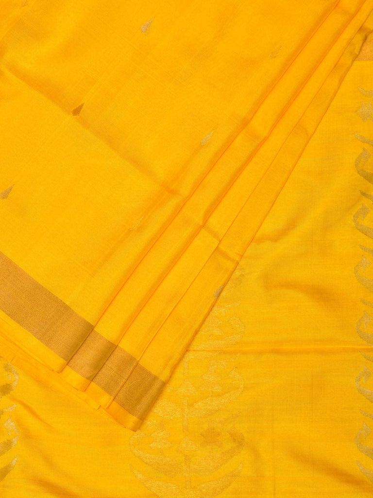 Yellow Uppada Silk Handloom Saree with Karpur Pallu Design u2095