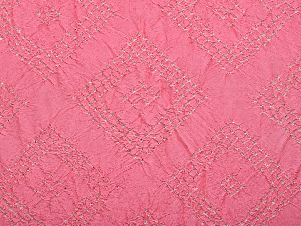 Baby Pink and Red Bandhani Kanchipuram Silk Handloom Dupatta with Border Design ds2913