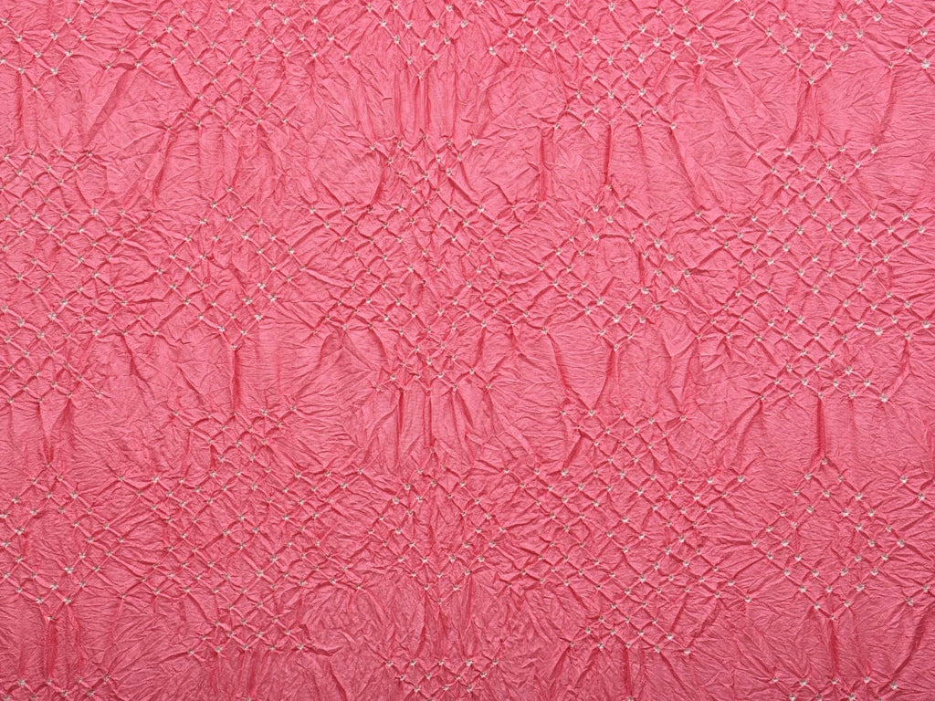 Baby Pink and Red Bandhani Kanchipuram Silk Handloom Saree with Border Design bn0378