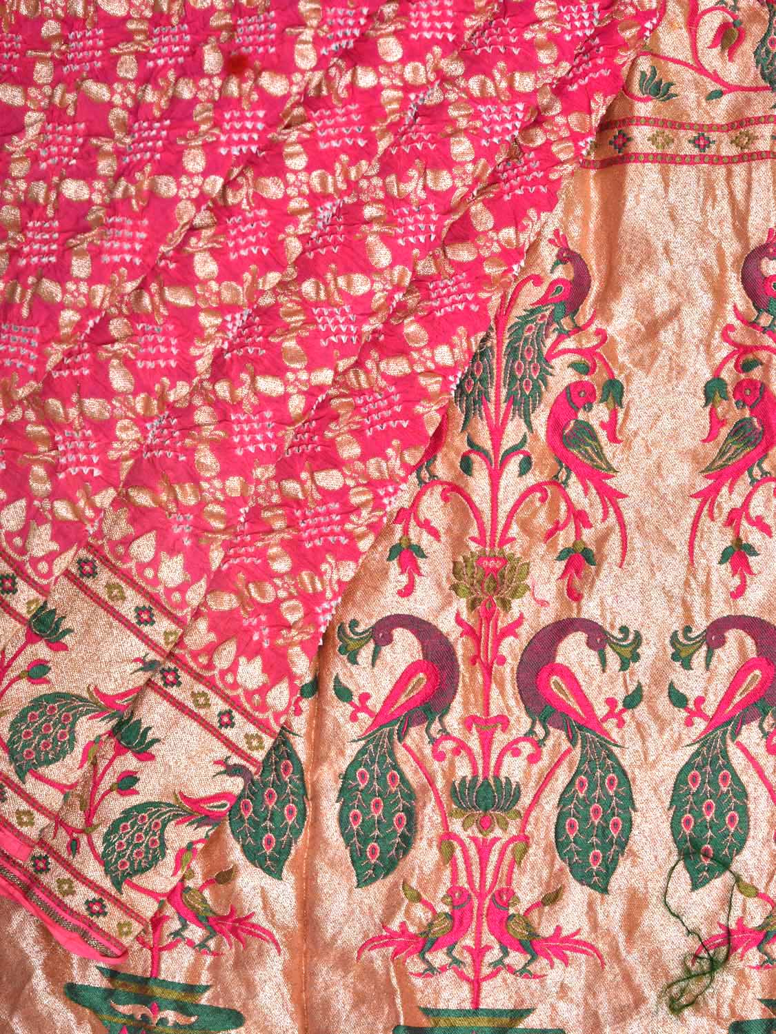 Fuscia Pink Gharchola Checks Design Ajrakh Saree with Beautiful Border –  SHE IN SAREES