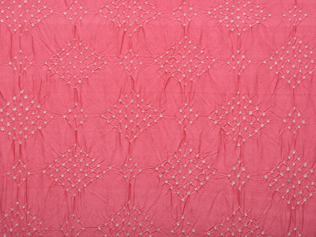 Baby Pink Bandhani Kanchipuram Silk Handloom Saree with Kalamkari Pallu and Blouse Design bn0393
