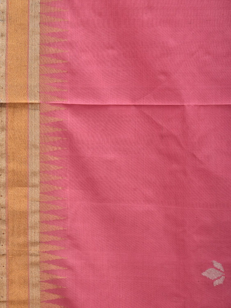 Baby Pink Khadi Cotton Handloom Plain Saree with Pallu Design kh0568