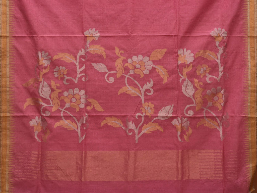 Baby Pink Khadi Cotton Handloom Plain Saree with Pallu Design kh0568