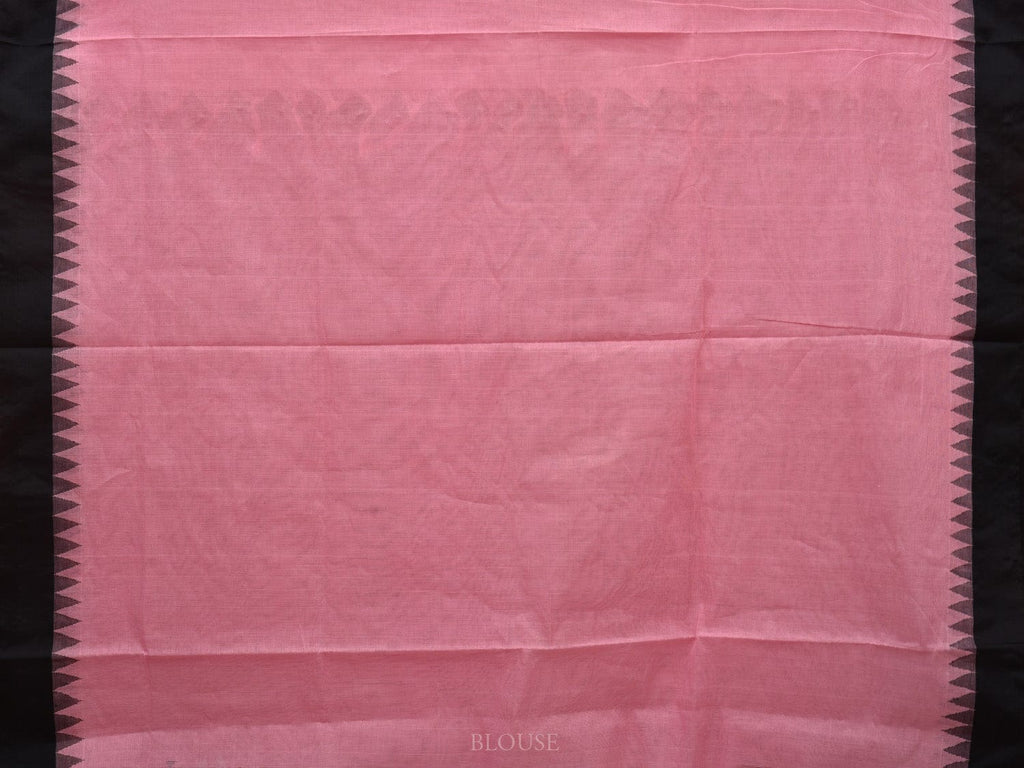 Baby Pink Khadi Cotton Handloom Plain Saree with Temple Border Design kh0561