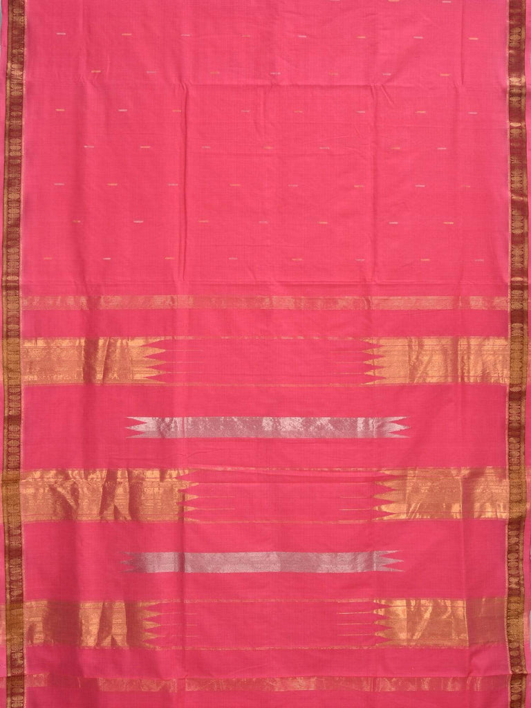 Baby Pink Khadi Cotton Handloom Saree with Doby Border and Zari Strips Pallu Design kh0426