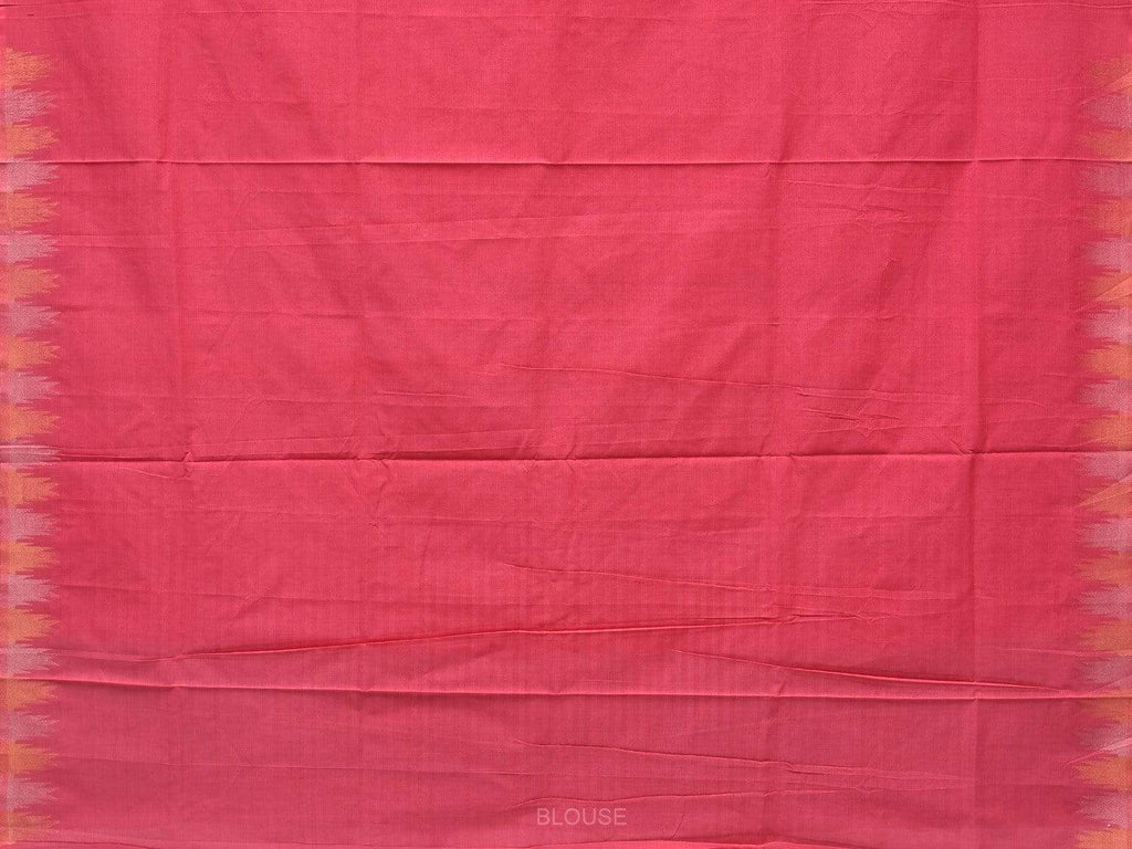 Baby Pink Khadi Cotton Handloom Saree with Jamdani Buta and Temple Border Design kh0493