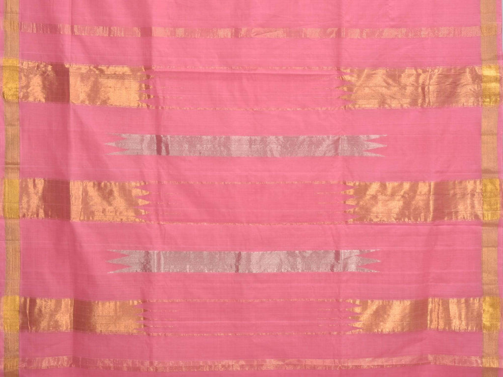 Baby Pink Khadi Cotton Handloom Saree with Zari Strips Pallu Design kh0423