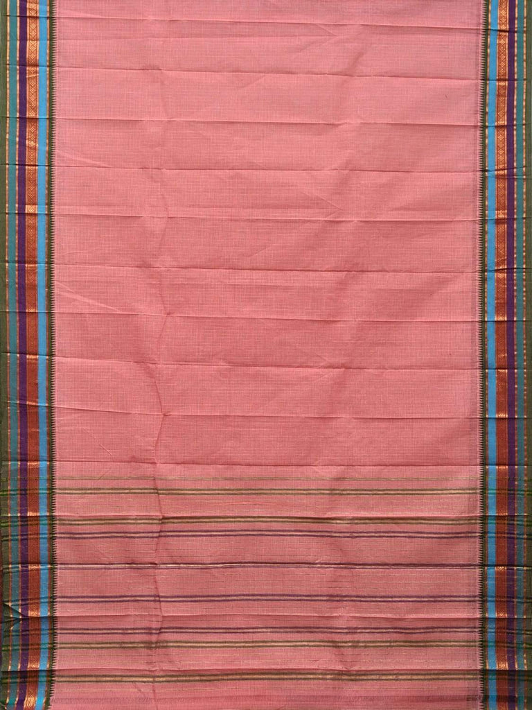 Baby Pink Narayanpet Cotton Handloom Saree with Checks Design No Blouse np0429