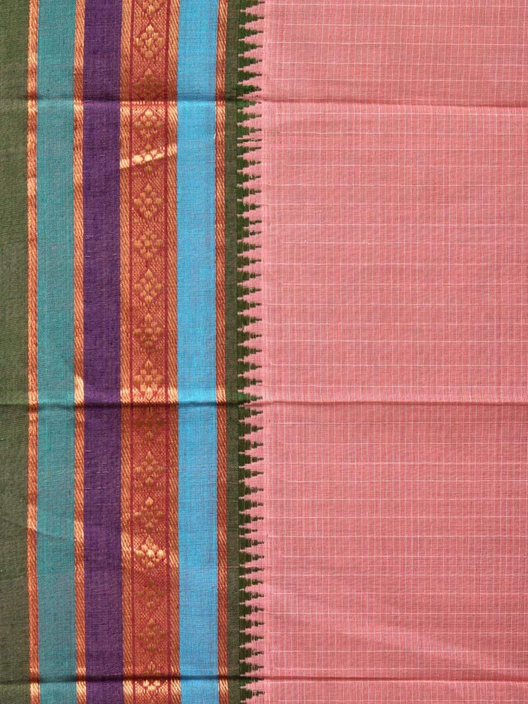 Baby Pink Narayanpet Cotton Handloom Saree with Checks Design No Blouse np0429