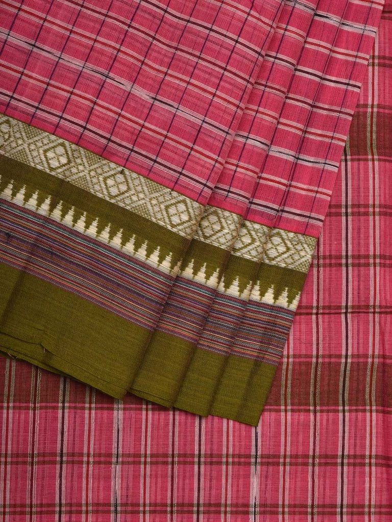Baby Pink Narayanpet Cotton Handloom Saree with Checks Design No Blouse np0538