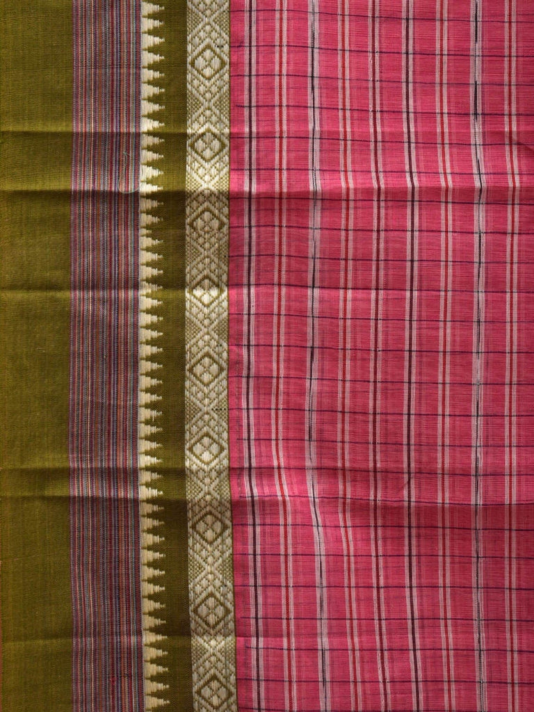 Baby Pink Narayanpet Cotton Handloom Saree with Checks Design No Blouse np0538