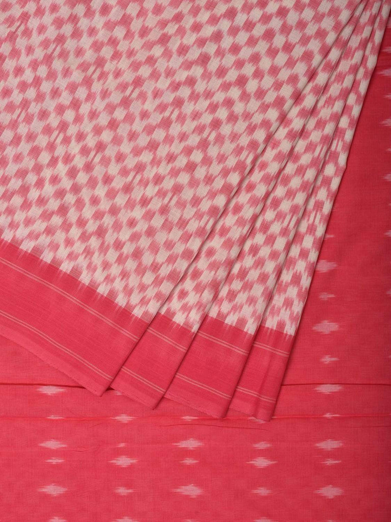 Baby Pink Pochampally Ikat Cotton Handloom Saree with Small Checks Design i0594