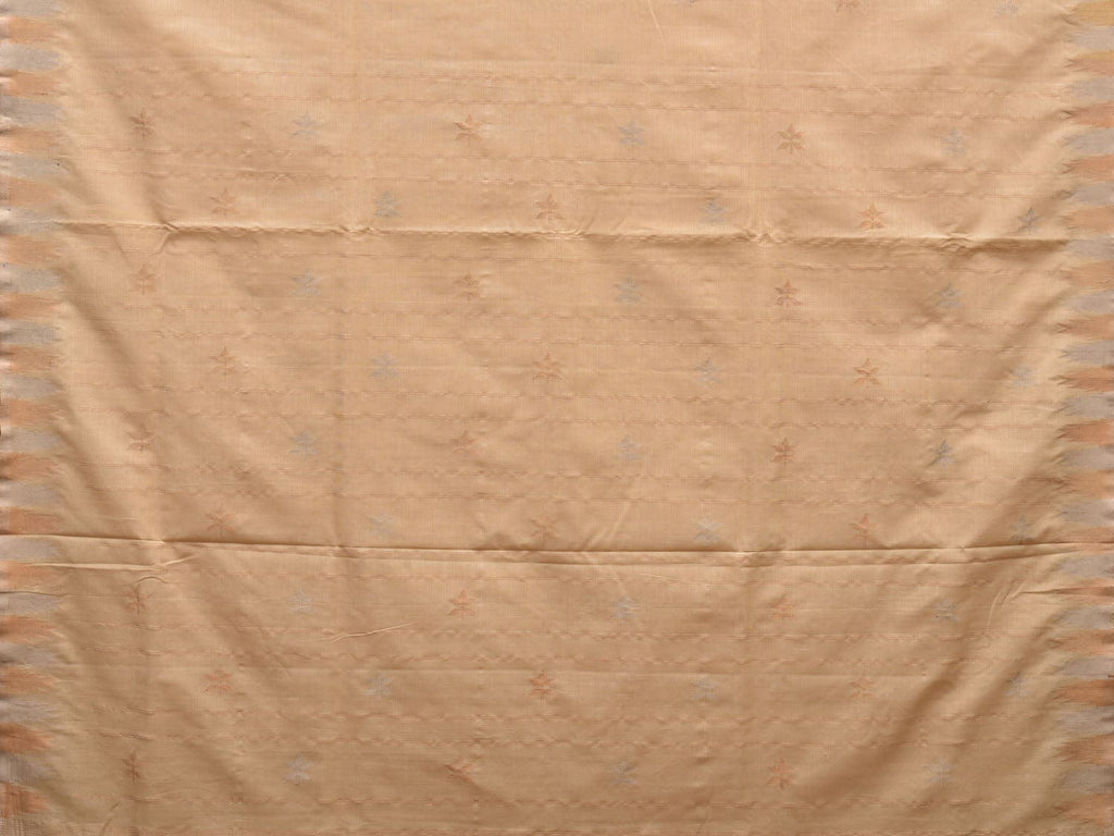 Beige Khadi Cotton Handloom Saree with Temple Border Design kh0543