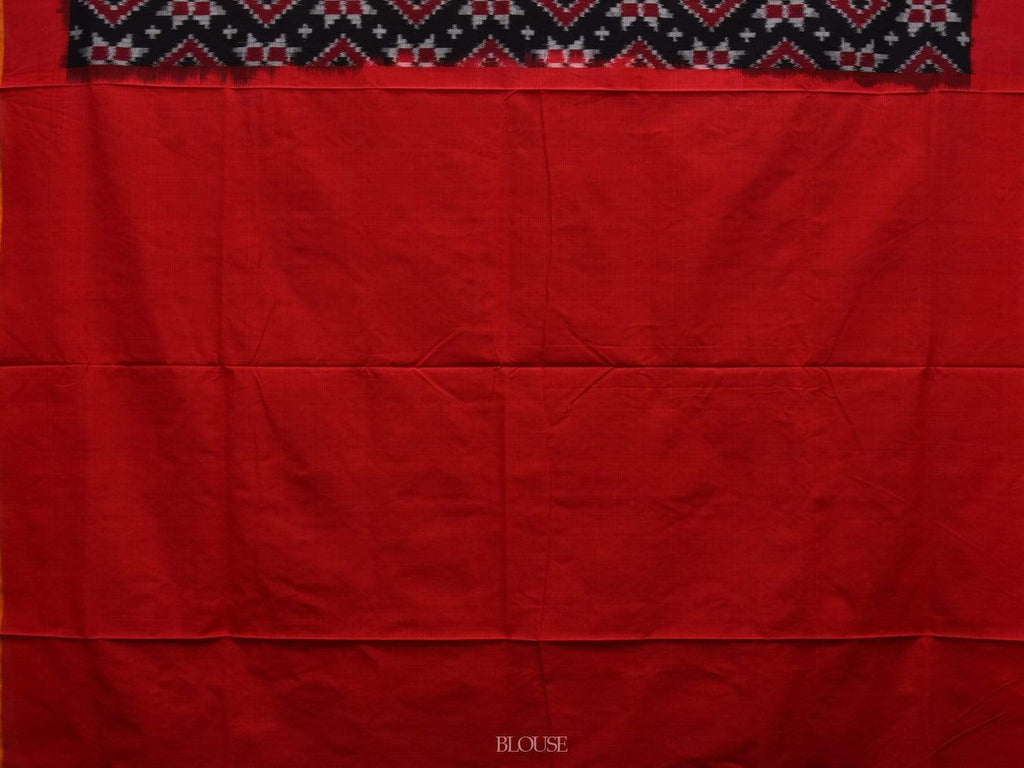 Black and Red Pochampally Ikat Cotton Handloom Saree with Telia Design i0611