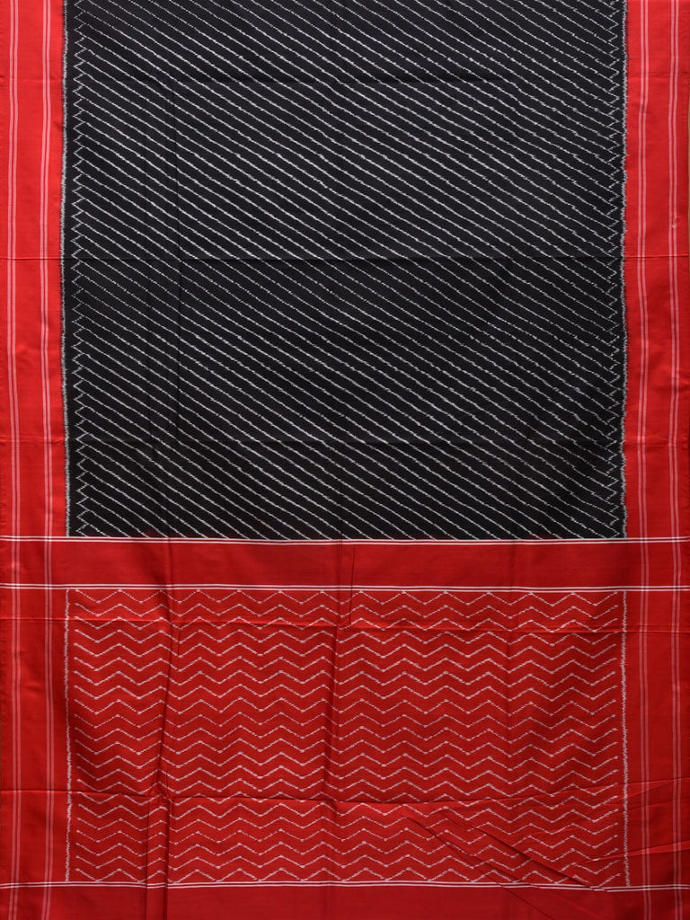 Black and Red Pochampally Ikat Silk Handloom Saree with Diagonal Design i0702