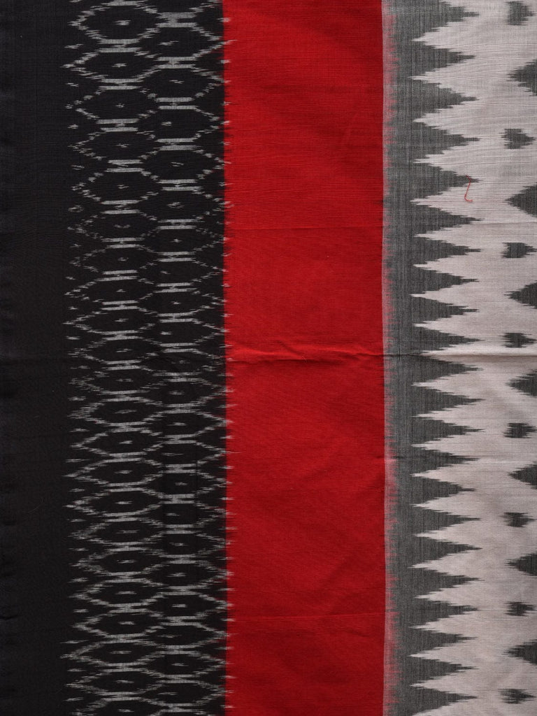 Black and White Pochampally Ikat Cotton Handloom Saree with Zig-Zag Design i0686