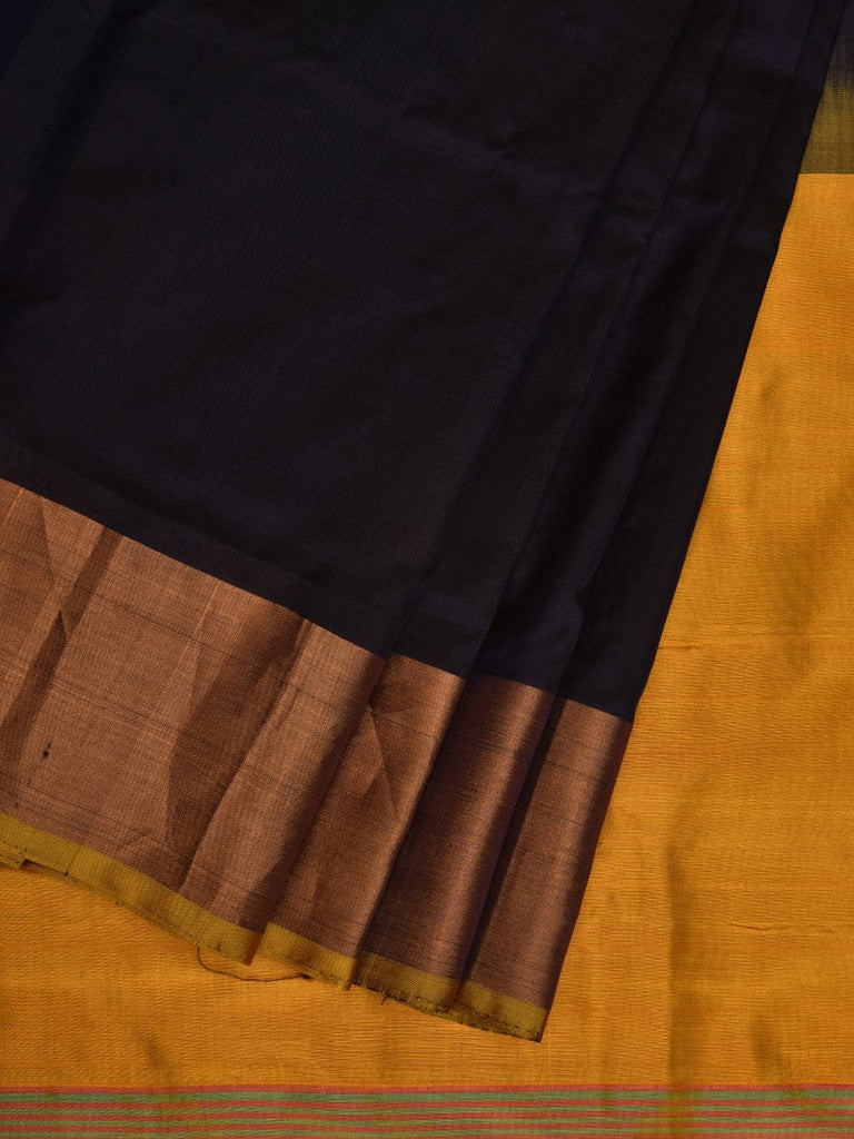 Black and Yellow Uppada Silk Handloom Saree with Contrast Pallu Design u1898