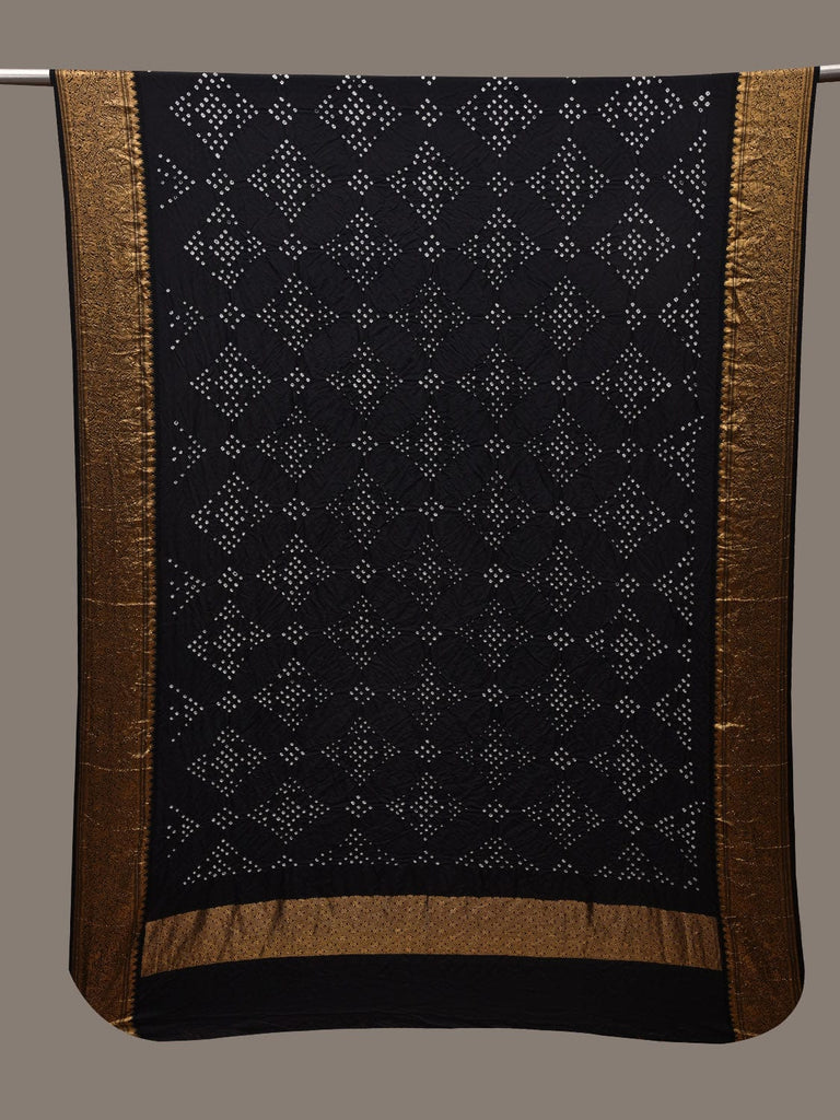 Black Bandhani Kanchipuram Silk Handloom Dupatta with Border Design ds2744
