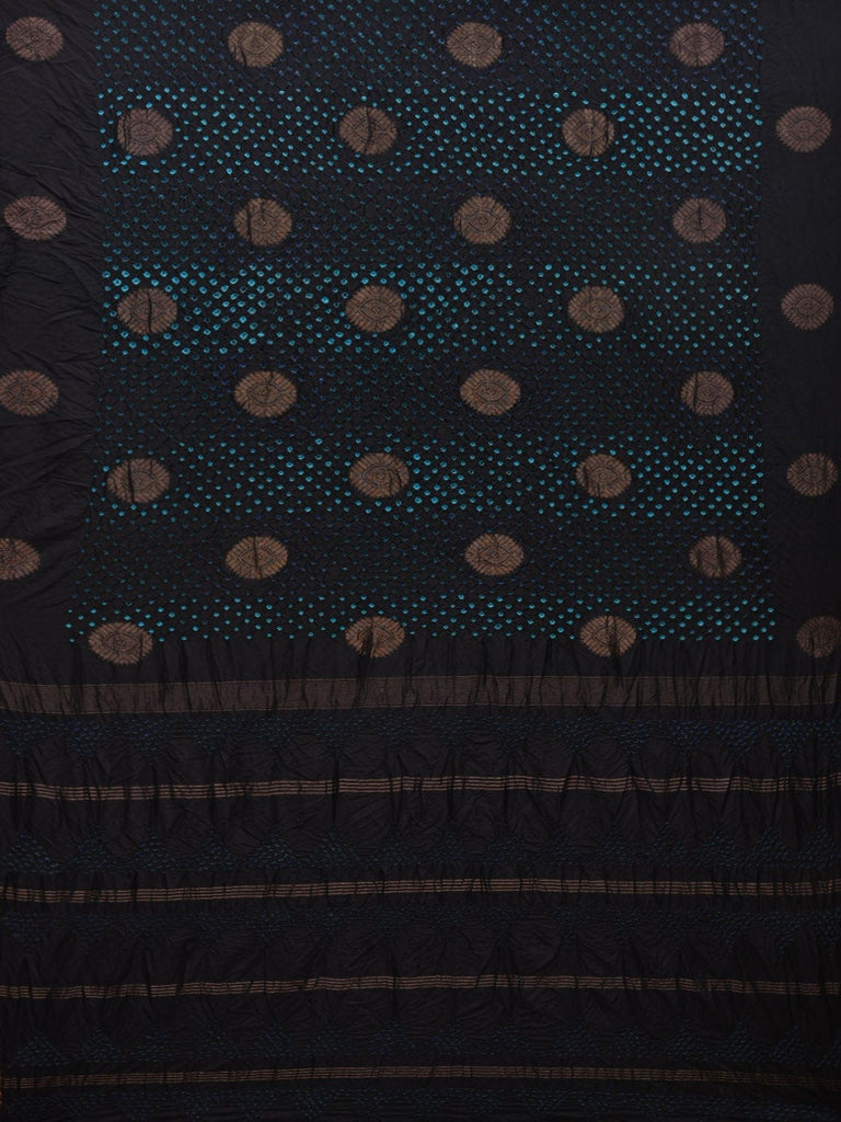 Black Bandhani Kanchipuram Silk Handloom Saree with Body Buta Design bn0332