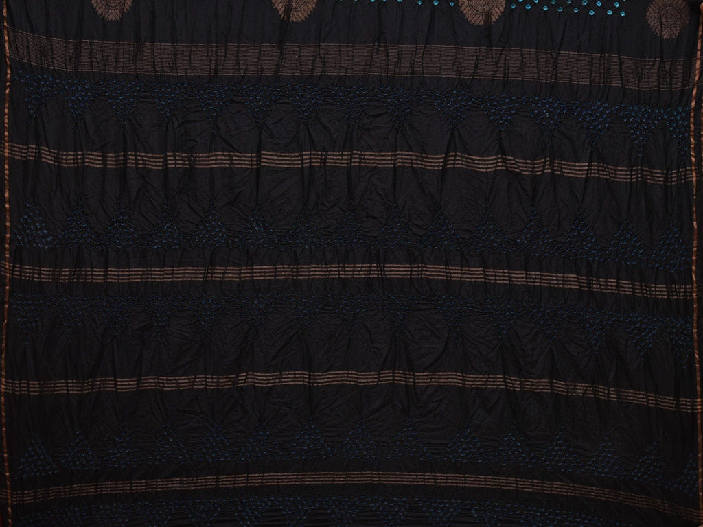 Black Bandhani Kanchipuram Silk Handloom Saree with Body Buta Design bn0332