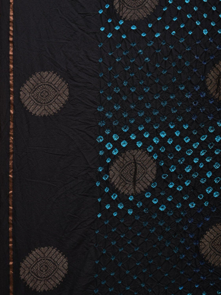 Black Bandhani Kanchipuram Silk Handloom Saree with Body Buta Design bn0332