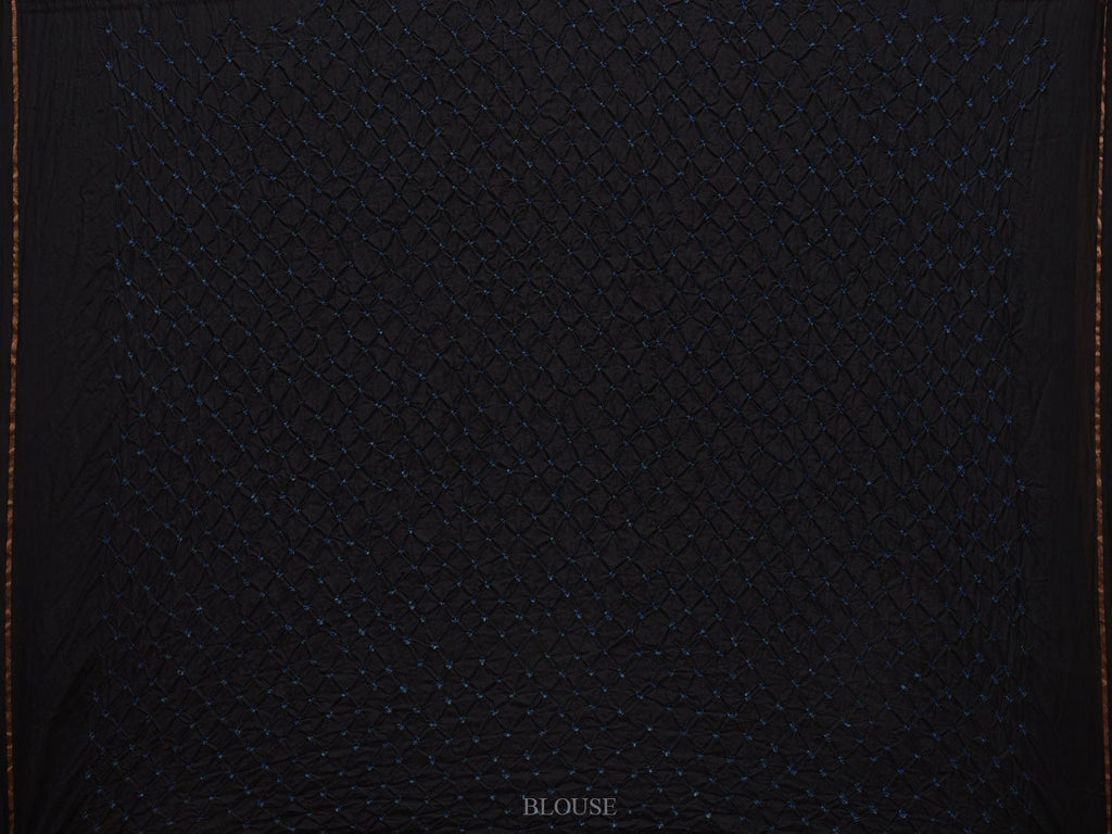 Black Bandhani Kanchipuram Silk Handloom Saree with Body Buta Design bn0332