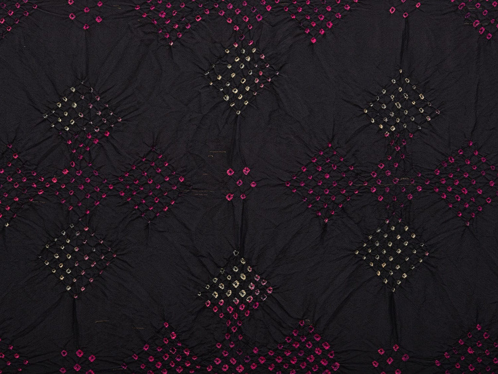 Black Bandhani Paithani Silk Handloom Saree with Peacocks Pallu Design bn0380