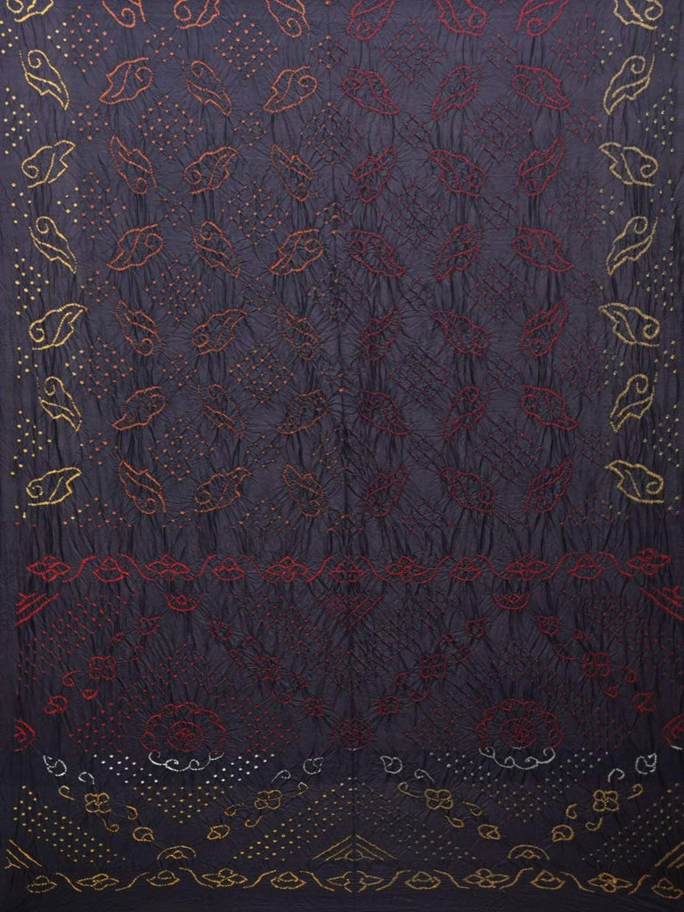 Black Bandhani Silk Handloom Saree with Multicolor Bandhej Work Design bn0224