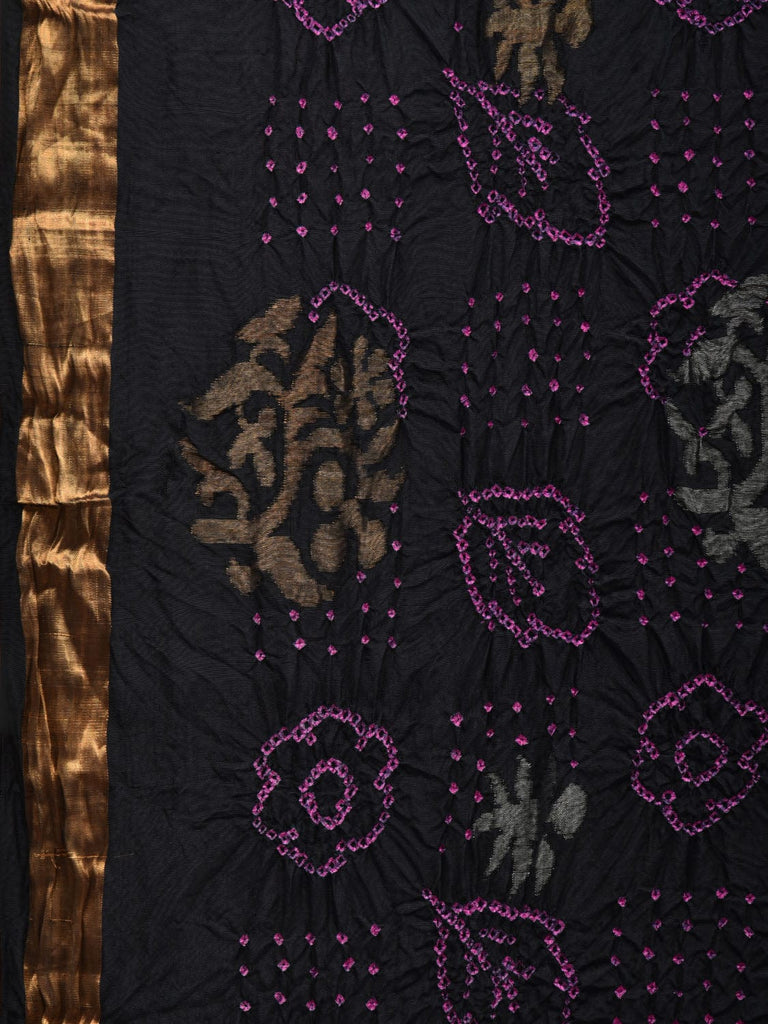 Black Bandhani Uppada Silk Handloom Saree with Nilambari Buta Design No Blouse bn0368