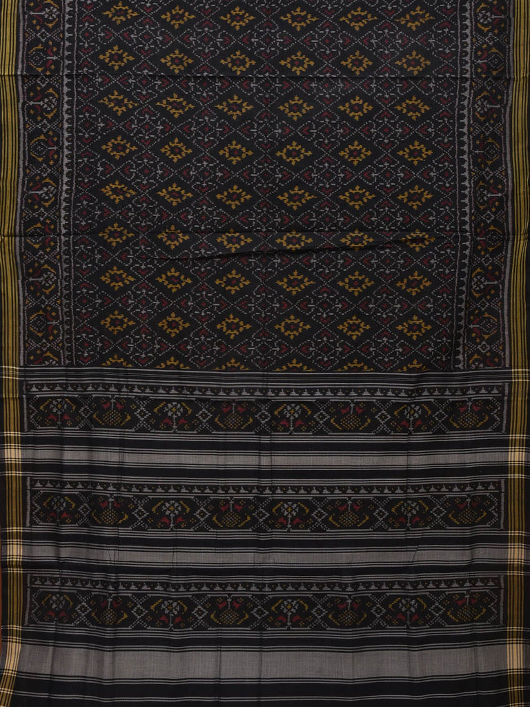 Black Ikat Cotton Handloom Saree with All Over Design i0730