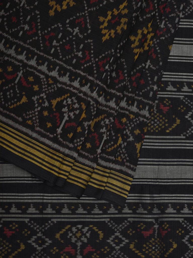 Black Ikat Cotton Handloom Saree with All Over Design i0730