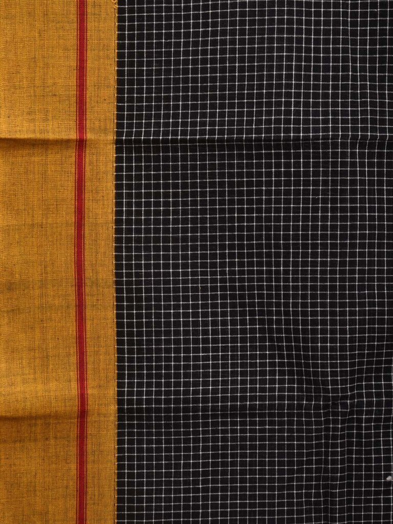 Black ilkal Cotton Handloom Saree with Checks Design No Blouse o0328