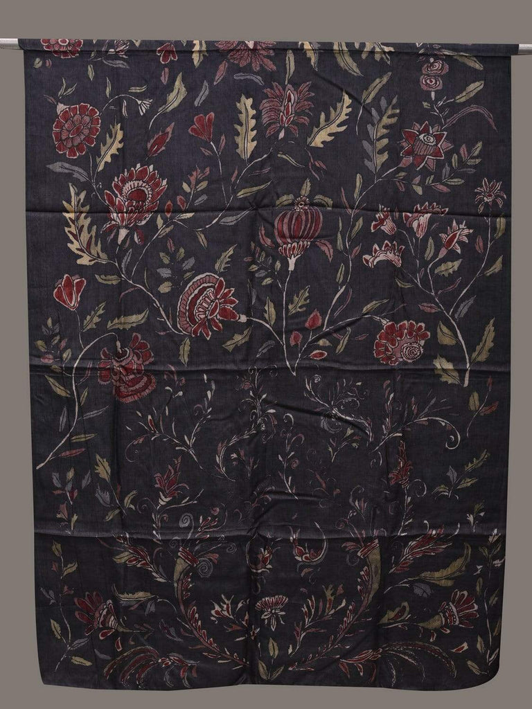 Black Kalamkari Hand Painted Tussar Handloom Dupatta with Floral Design ds2523