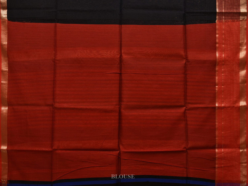 Black Maheshwari Cotton Silk Handloom Saree with Strips Pallu Desgin m0142