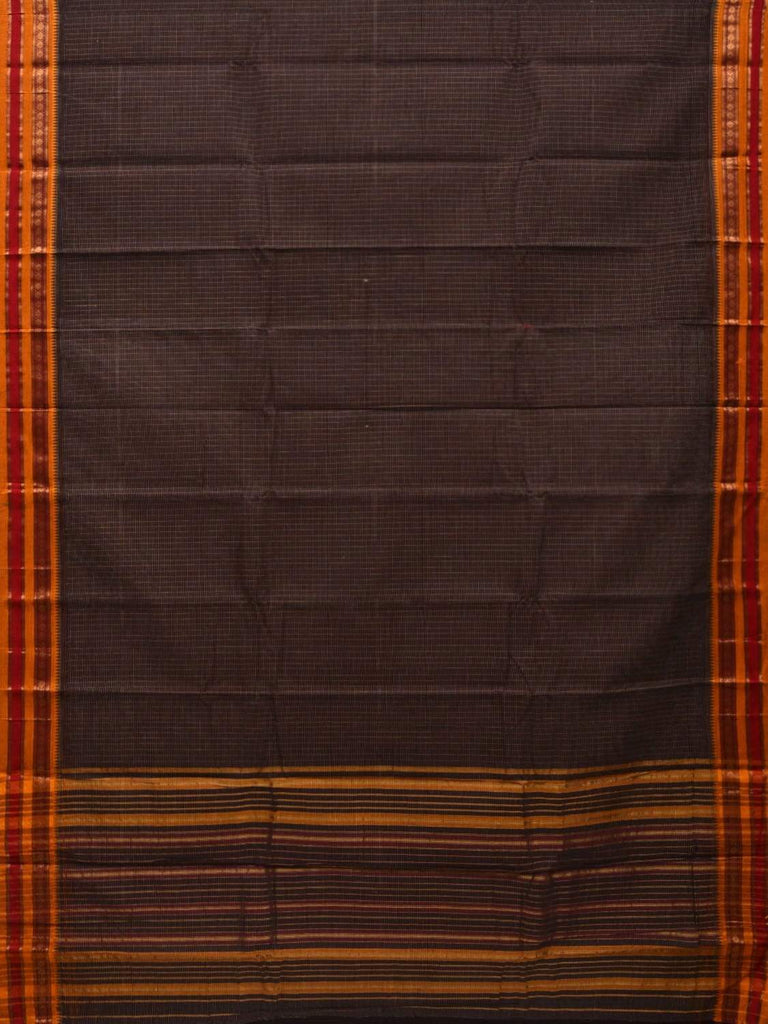 Black Narayanpet Cotton Handloom Saree with Checks Design No Blouse np0473